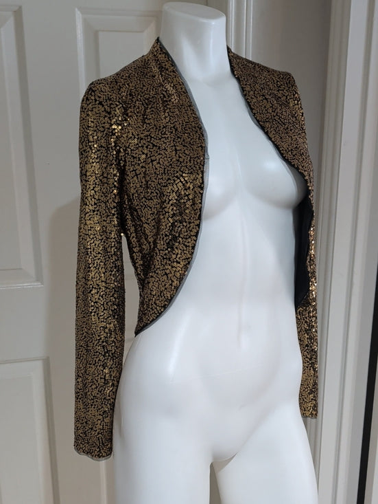NWT Kancy Kole Gold Sequin Open-Front Women's Bolero Jacket Women's Small