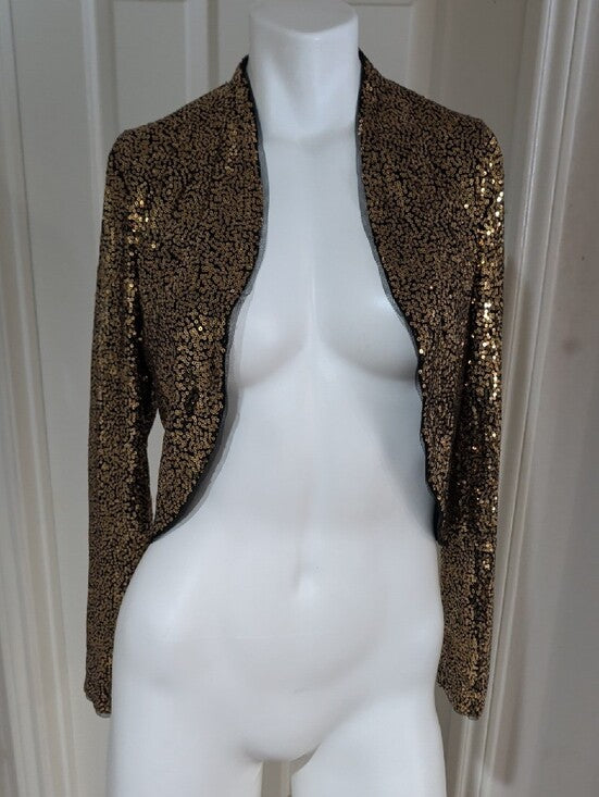 NWT Kancy Kole Gold Sequin Open-Front Women's Bolero Jacket Women's Small