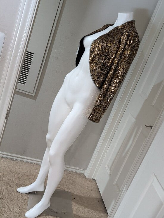 NWT Kancy Kole Gold Sequin Open-Front Women's Bolero Jacket Women's Small