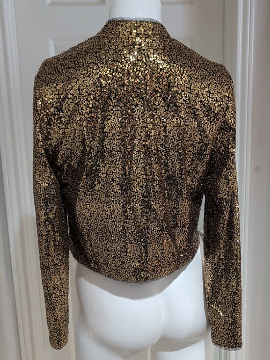 NWT Kancy Kole Gold Sequin Open-Front Women's Bolero Jacket Women's Small