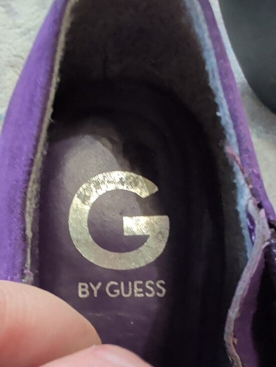 Guess Purple Suede Ruched Ankle Heeled Booties Women's 7.5 US