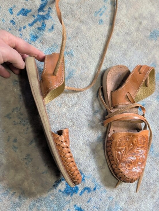 Women’s Tan Leather Lace-Up Huarache Sandals