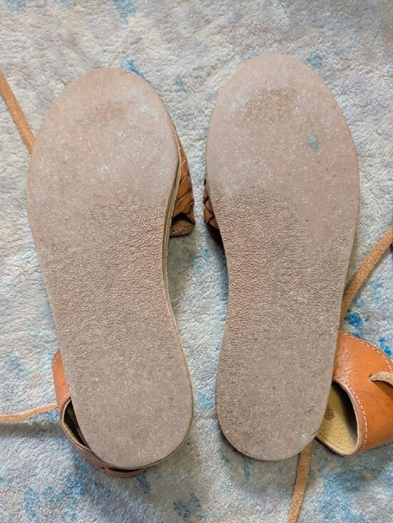 Women’s Tan Leather Lace-Up Huarache Sandals