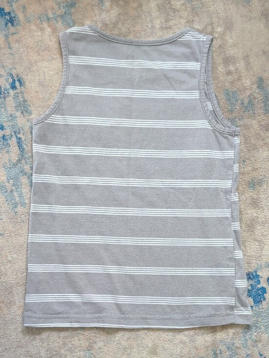 Jumping Beans Gray and White Striped Kids Tank Top with Pocket Boys 7 US