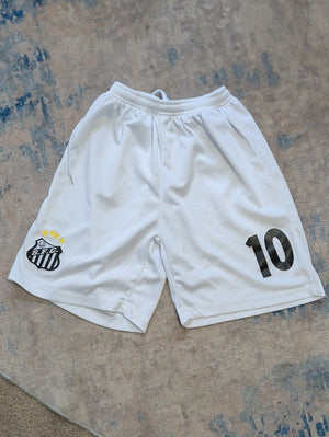 White Kids Soccer Shorts with Number 10 Boys 6X/7 US
