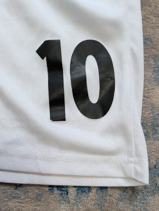 White Kids Soccer Shorts with Number 10 Boys 6X/7 US