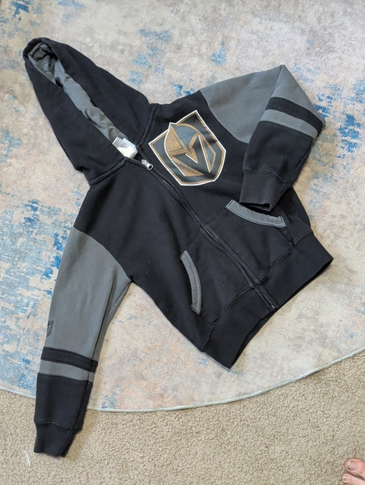 NHL Black and Gray Hooded Zip Puffer Jacket for Kids Boys 7 US