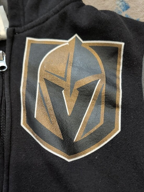 NHL Black and Gray Hooded Zip Puffer Jacket for Kids Boys 7 US