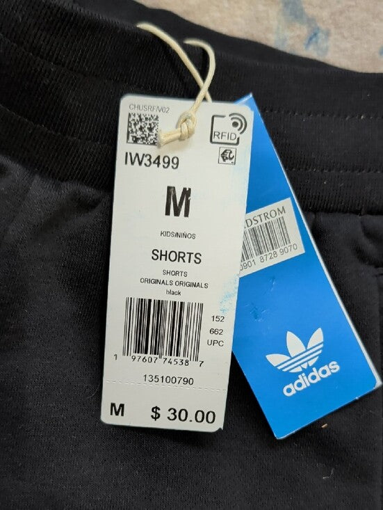 NWT adidas Black Kids Trefoil Athletic Shorts Boys Medium (10-12) New