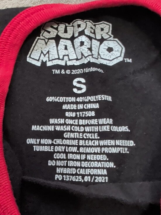 Nintendo Black Tank Top with Red Trim and Colorful Mario Cast Print Boys Small