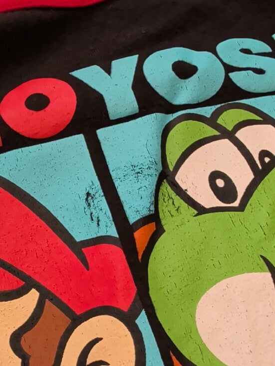 Nintendo Black Tank Top with Red Trim and Colorful Mario Cast Print Boys Small