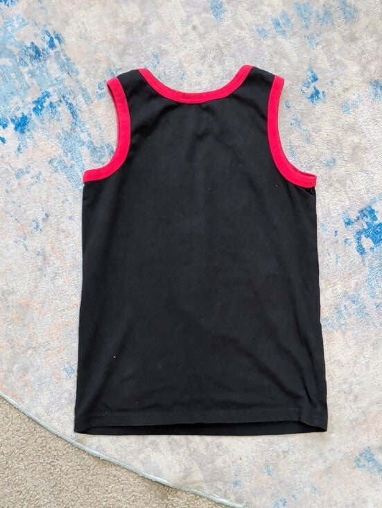 Nintendo Black Tank Top with Red Trim and Colorful Mario Cast Print Boys Small