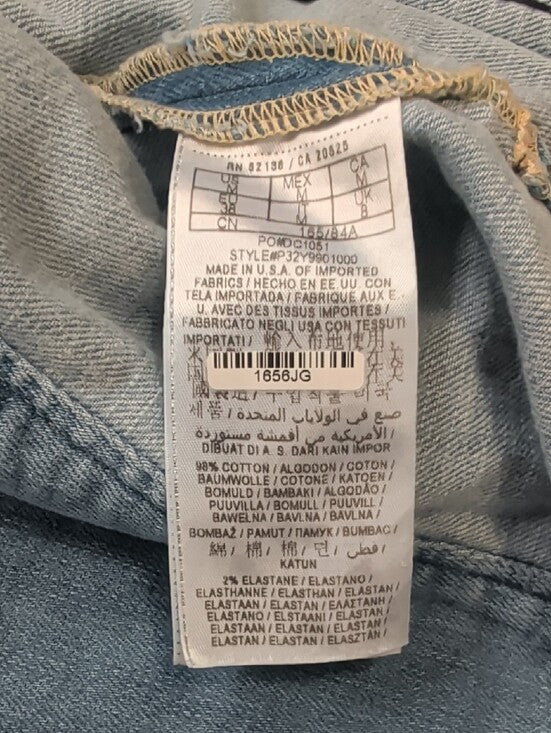 Guess By Merciano Tailored Light Blue Stretch Denim Zip Front Jacket Women's M