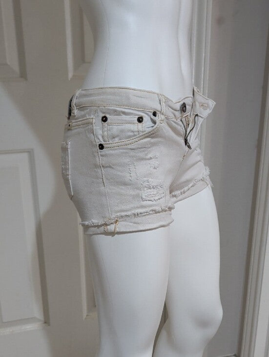Lucky Brand Kids Cream Distressed Cuffed Denim Shorts Girls 12