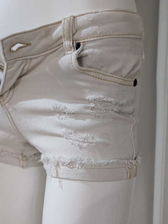 Lucky Brand Kids Cream Distressed Cuffed Denim Shorts Girls 12