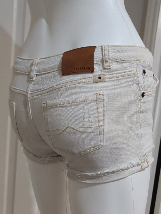 Lucky Brand Kids Cream Distressed Cuffed Denim Shorts Girls 12