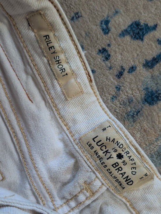 Lucky Brand Kids Cream Distressed Cuffed Denim Shorts Girls 12