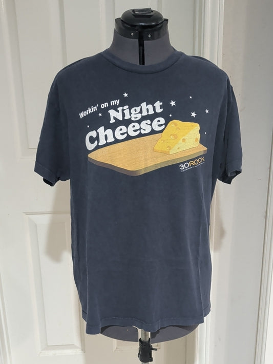 Tultex Dark Blue 'Night Cheese' Graphic Tee Men's Large 100% Cotton