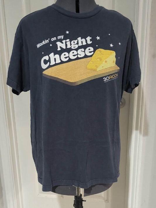 Tultex Dark Blue 'Night Cheese' Graphic Tee Men's Large 100% Cotton