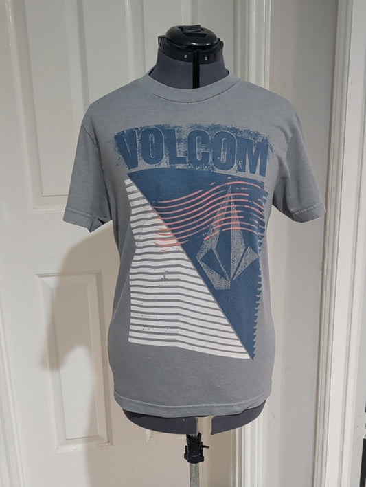 Volcom Gray Tee with Blue and White Graphic Men's Small