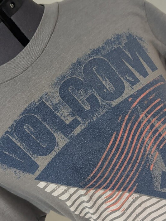 Volcom Gray Tee with Blue and White Graphic Men's Small