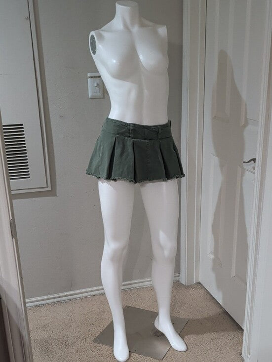 Forever 21 Olive Green Pleated Mini Skorts/ Skirt 100% Cotton Women's XS