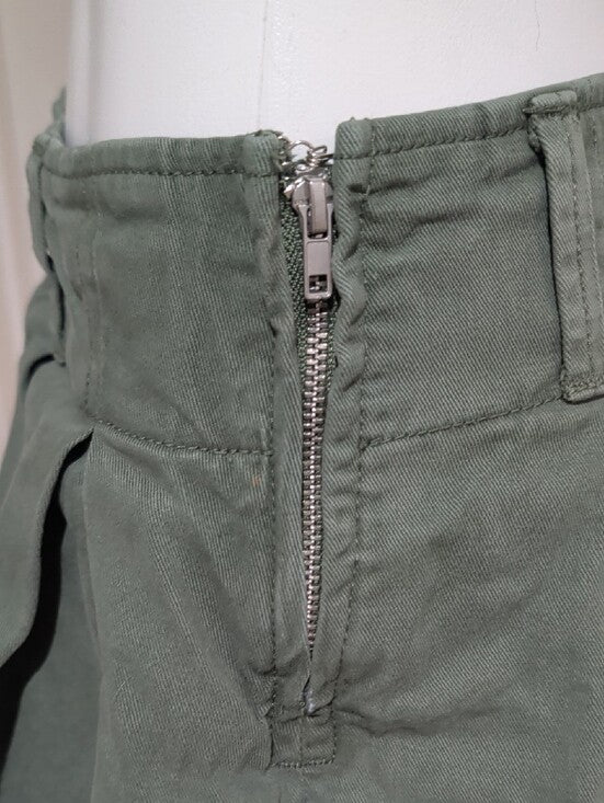 Forever 21 Olive Green Pleated Mini Skorts/ Skirt 100% Cotton Women's XS