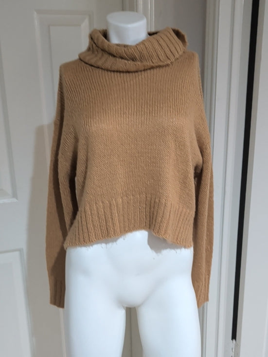 Brave Soul London Cropped Camel Cozy Turtleneck Knit Sweater Women's Medium