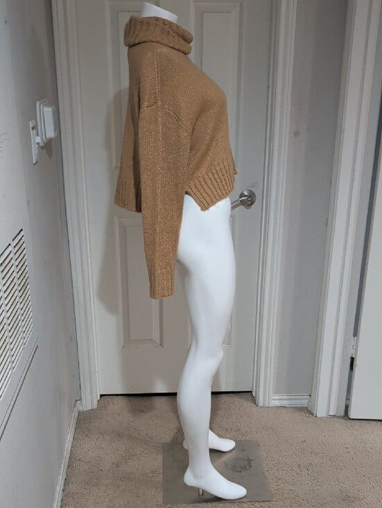 Brave Soul London Cropped Camel Cozy Turtleneck Knit Sweater Women's Medium