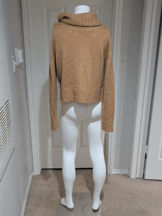 Brave Soul London Cropped Camel Cozy Turtleneck Knit Sweater Women's Medium
