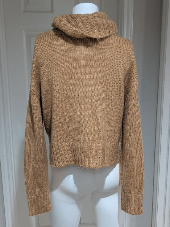 Brave Soul London Cropped Camel Cozy Turtleneck Knit Sweater Women's Medium