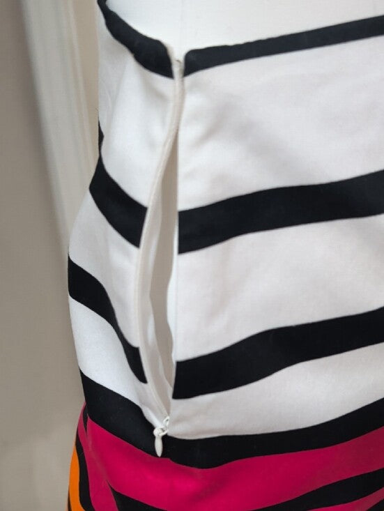 Worthington Geometric Stripe Mini Skirt in White, Pink & Orange Women's 2P New