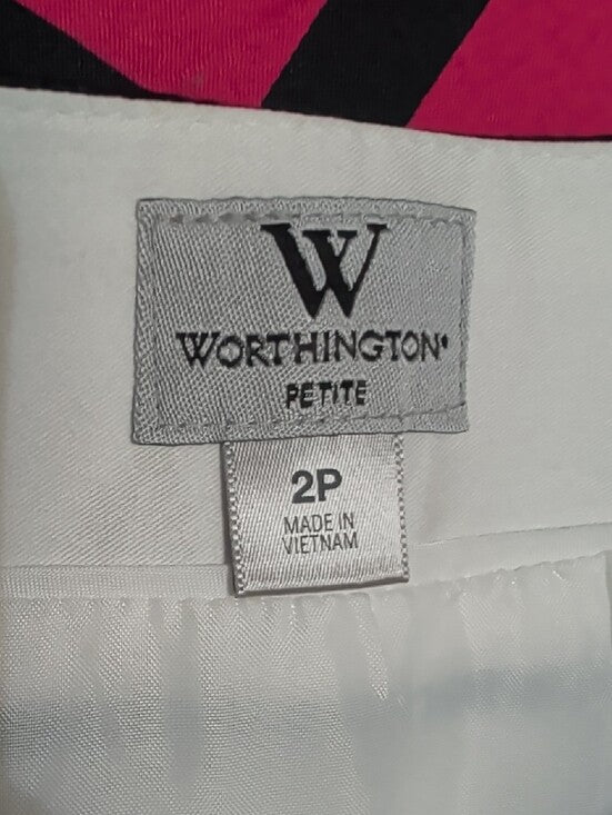 Worthington Geometric Stripe Mini Skirt in White, Pink & Orange Women's 2P New