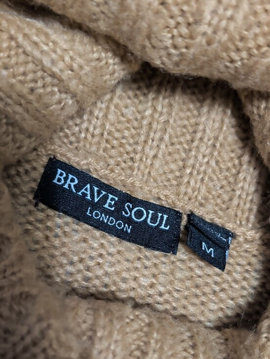 Brave Soul London Cropped Camel Cozy Turtleneck Knit Sweater Women's Medium
