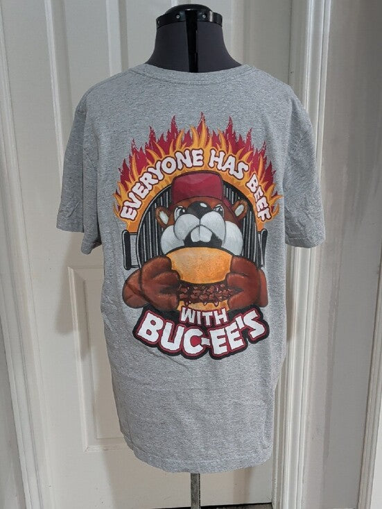 Buc-ees Light Gray Short-Sleeve Logo Tee Men's XL