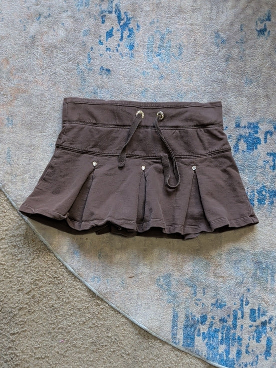 bcg Kids Brown Pleated McBling Drawstring Skirt Girls Small