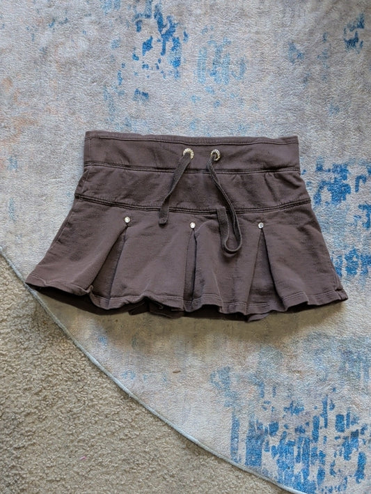 bcg Kids Brown Pleated McBling Drawstring Skirt Girls Small