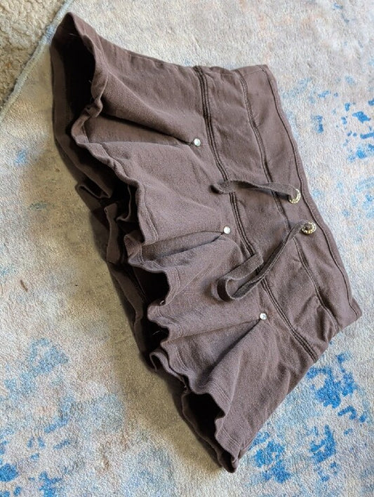 bcg Kids Brown Pleated McBling Drawstring Skirt Girls Small