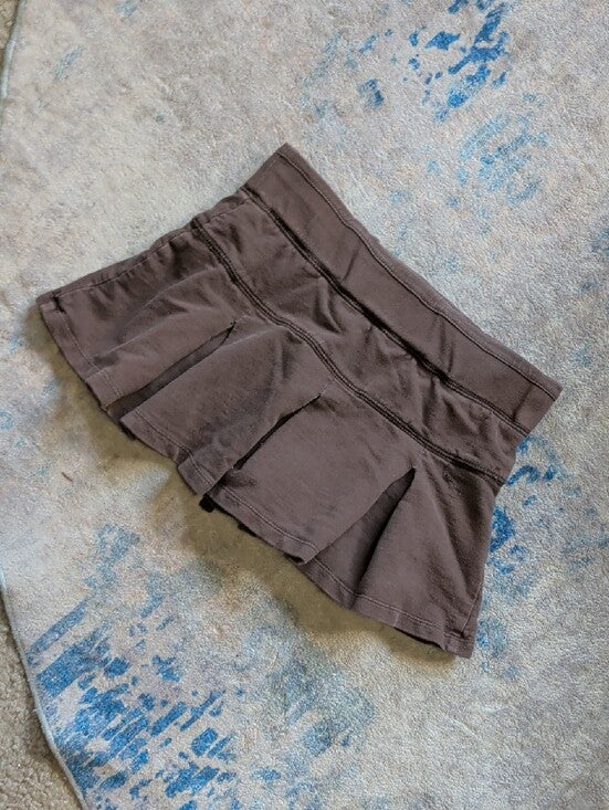 bcg Kids Brown Pleated McBling Drawstring Skirt Girls Small