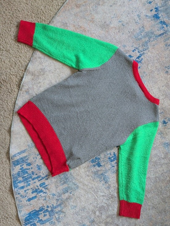Child Santa-Saurus Holiday Sweater - Gray & Green Boys XS/S - Lights Up!