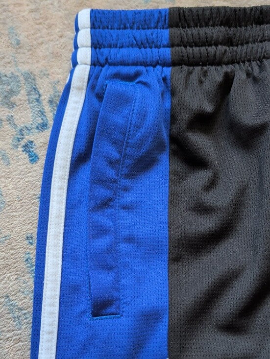 adidas Kids Black and Blue Athletic Shorts with White Trim Boys Large (10/12)