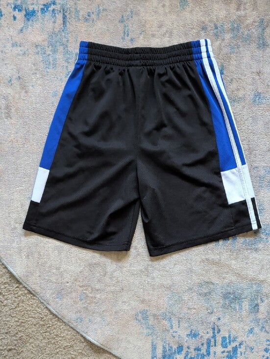 adidas Kids Black and Blue Athletic Shorts with White Trim Boys Large (10/12)