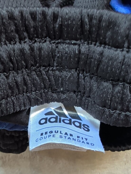 adidas Kids Black and Blue Athletic Shorts with White Trim Boys Large (10/12)