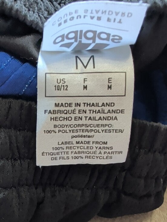 adidas Kids Black and Blue Athletic Shorts with White Trim Boys Large (10/12)