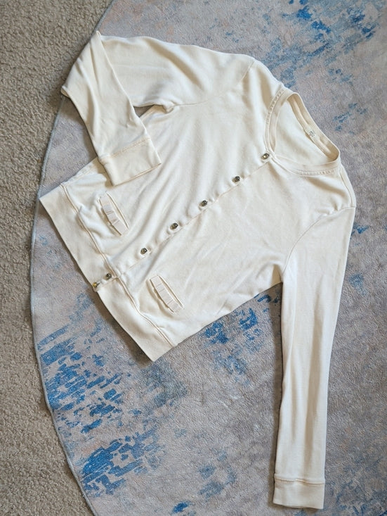 J. Crew Kids City T Cream Button-Front Cardigan Girls Medium