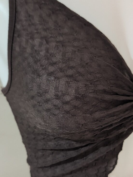 SHEIN Dark Brown Knot-Front Spaghetti Strap Crop Top Women's XS