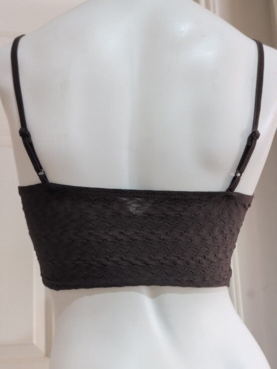 SHEIN Dark Brown Knot-Front Spaghetti Strap Crop Top Women's XS