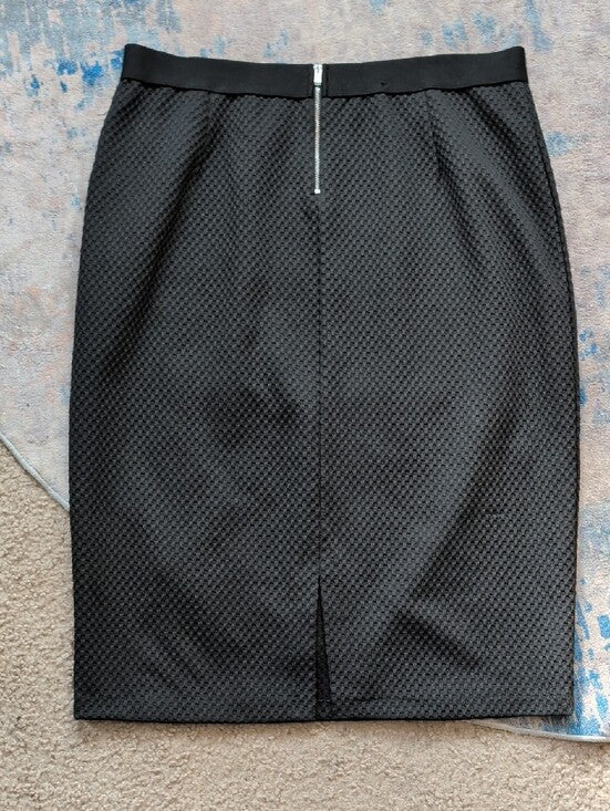 Alfani Black Textured Stretch Pencil Skirt Women's Large
