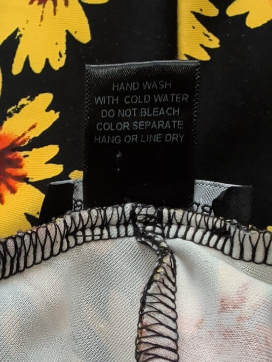 See You Monday Black Skirt with Yellow Daisy Print Women's Large