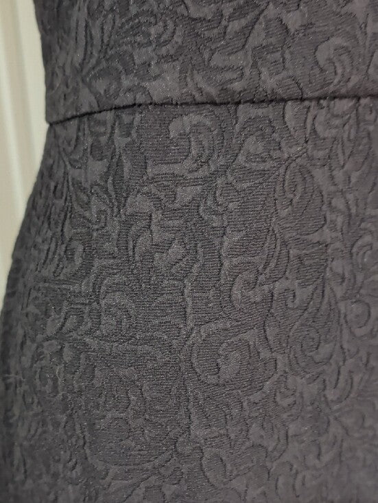 NorthStyle Black Patterned Cap-Sleeve Midi Sheath Dress Women's 12